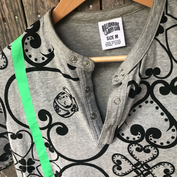 Billionaire Boys Club Hearts Iron Work motif Henley MED - Picture 2 of 12